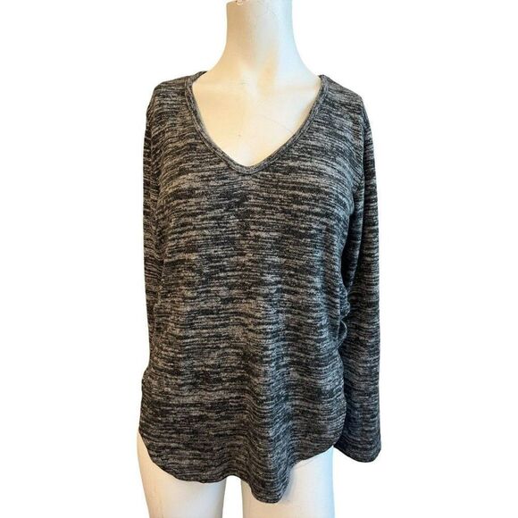 Ladies Medium Merle Gray Long Sleeve Top Side Cut Outs Pullover Sweater NWT - Picture 1 of 5